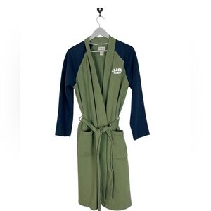 LL Bean Robe Jersey Fleece Katahdin Color Block Logo Size Small Mens Unisex